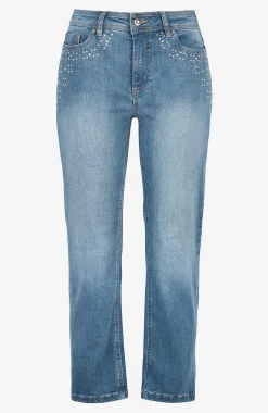 Ankeljeans med pärlor och strass