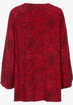 Blommönstrad blus i viskos