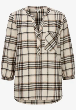 Blus i flanell med bröstficka