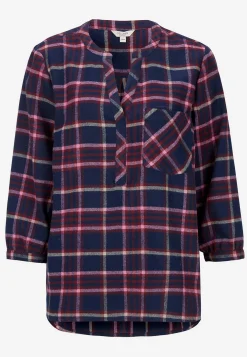 Blus i flanell med bröstficka