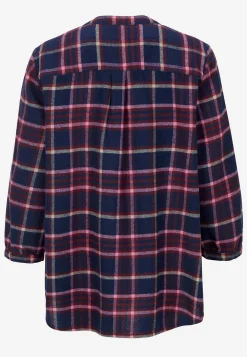 Blus i flanell med bröstficka