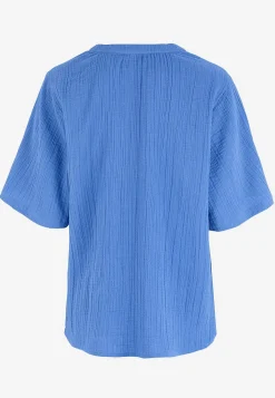 Blus i krinklad bomull