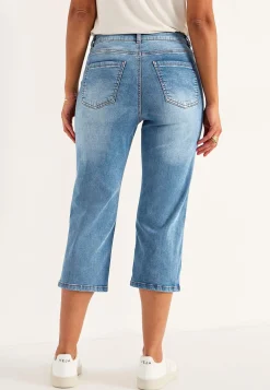 Caprijeans med femficksdesign