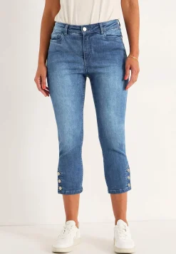 Caprijeans med femficksdesign