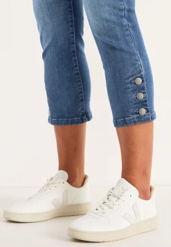 Caprijeans med femficksdesign