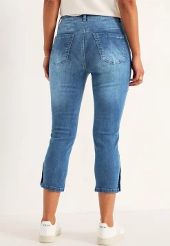 Caprijeans med femficksdesign