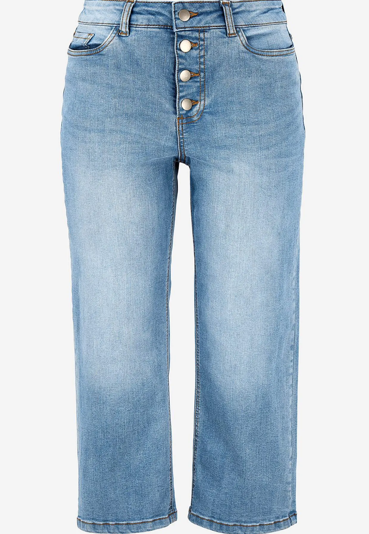 Caprijeans med knappgylf