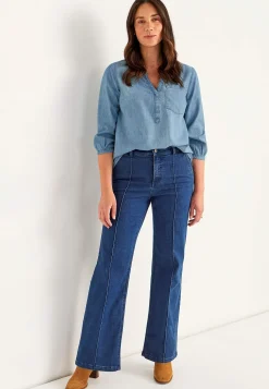 Denimblus med bröstficka