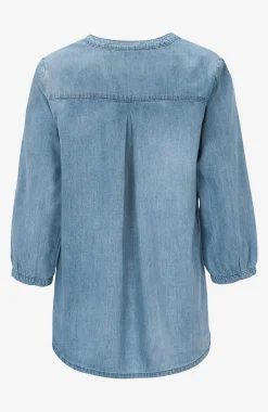 Denimblus med bröstficka