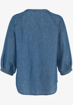 Denimblus med vida ärmar
