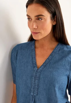 Denimtunika med dekorativ v-ringning