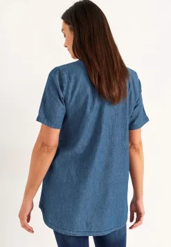 Denimtunika med dekorativ v-ringning