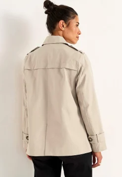 Dubbelknäppt, kort trenchcoat