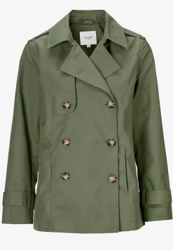 Dubbelknäppt, kort trenchcoat