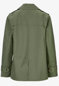 Dubbelknäppt, kort trenchcoat