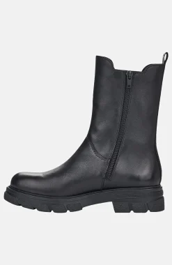 Hög skinnkänga med dragkedja