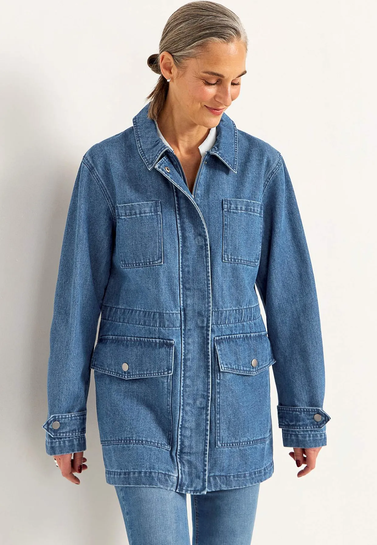 Jeansjacka med dragkedja