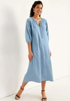 Jeansklänning med knappar