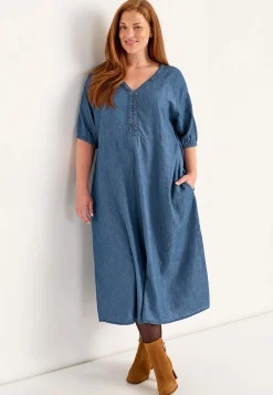Jeansklänning med puffärmar