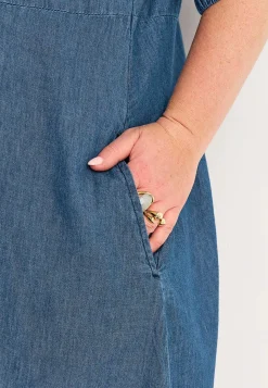 Jeansklänning med puffärmar