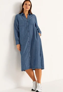 Jeansklänning med sidofickor