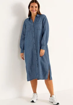 Jeansklänning med sidofickor