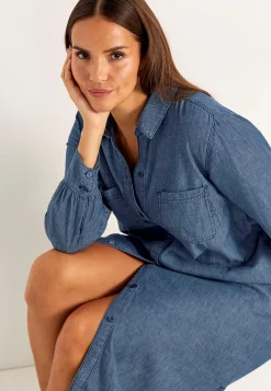 Jeansklänning med sidofickor