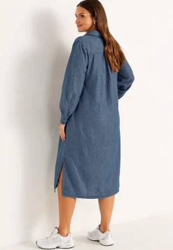 Jeansklänning med sidofickor