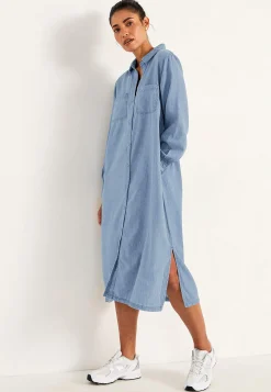 Jeansklänning med sidofickor
