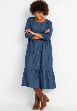Jeansklänning med volanger