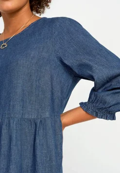 Jeansklänning med volanger