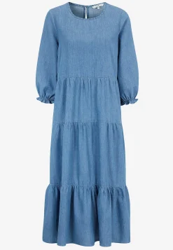 Jeansklänning med volanger