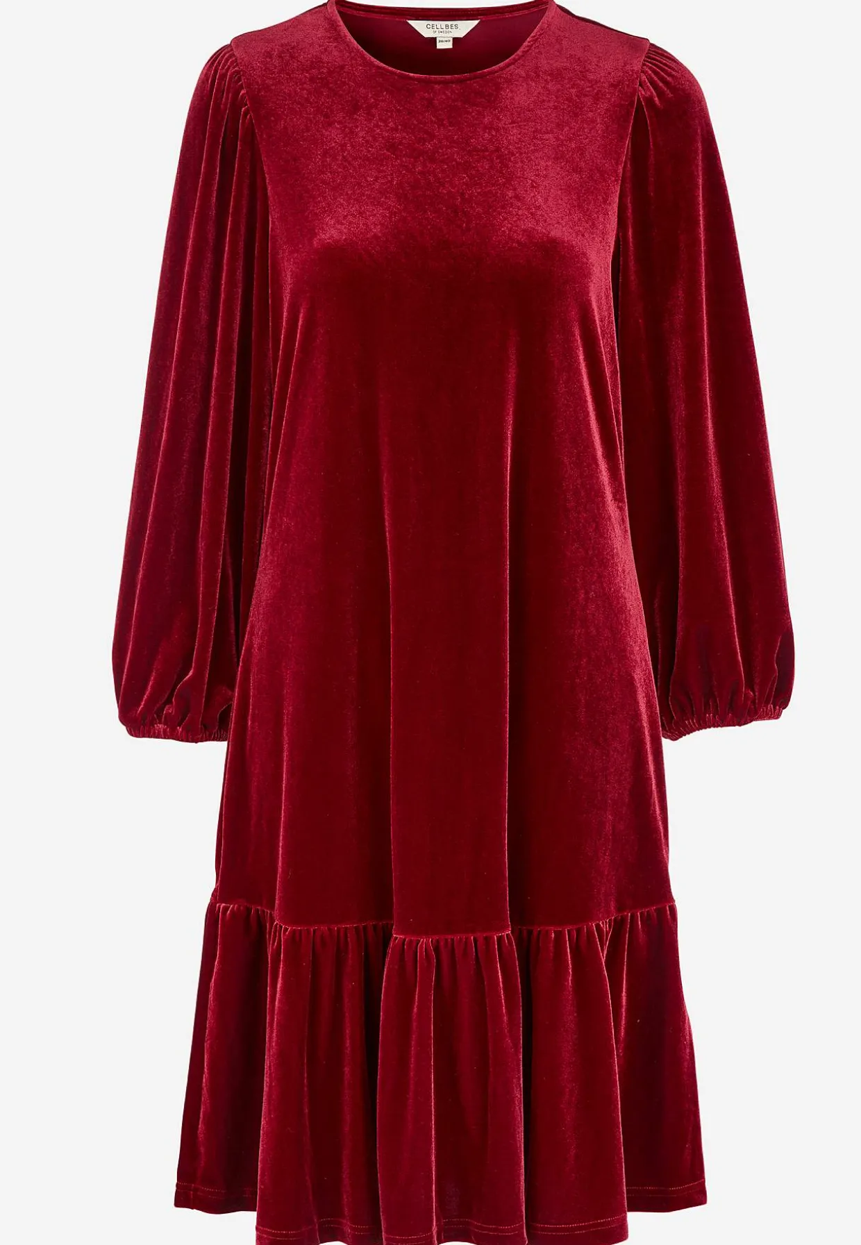 Klänning i velour med volang