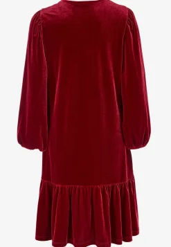 Klänning i velour med volang