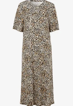 Leopardmönstrad trikåklänning