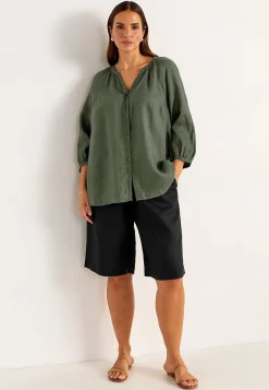 Linneshorts Premium med resår i midjan