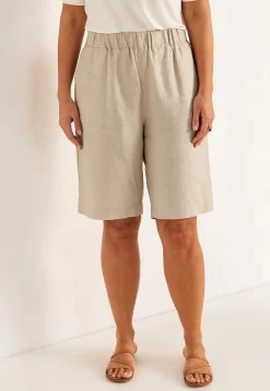 Linneshorts Premium med resår i midjan