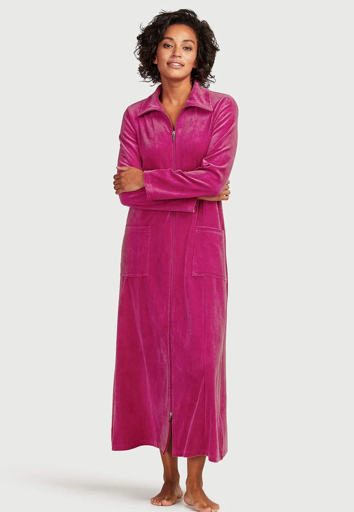 Lång morgonrock i velour Wilma