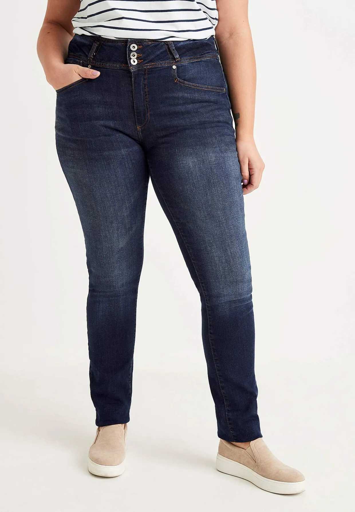 Raka jeans med hög midja