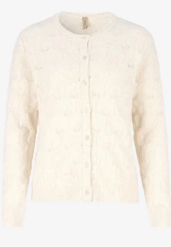 Stickad cardigan med hålmönster