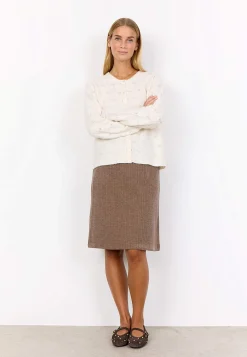 Stickad cardigan med hålmönster