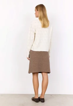 Stickad cardigan med hålmönster