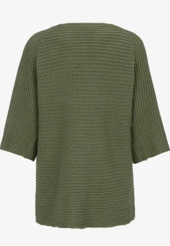 Stickad cardigan med trekvartsärm