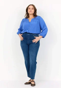 Stretchiga jeans med hög resårmidja