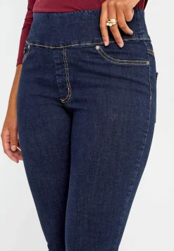 Stretchiga jeggings med hög resårmidja Elin