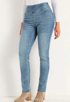 Stretchiga jeggings med hög resårmidja Elin