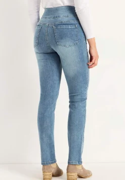 Stretchiga jeggings med hög resårmidja Elin