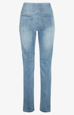 Stretchiga jeggings med hög resårmidja Elin