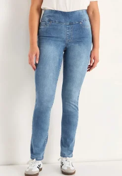 Stretchiga jeggings med hög resårmidja Elin