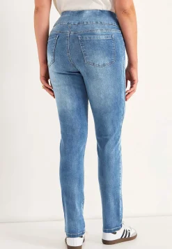 Stretchiga jeggings med hög resårmidja Elin